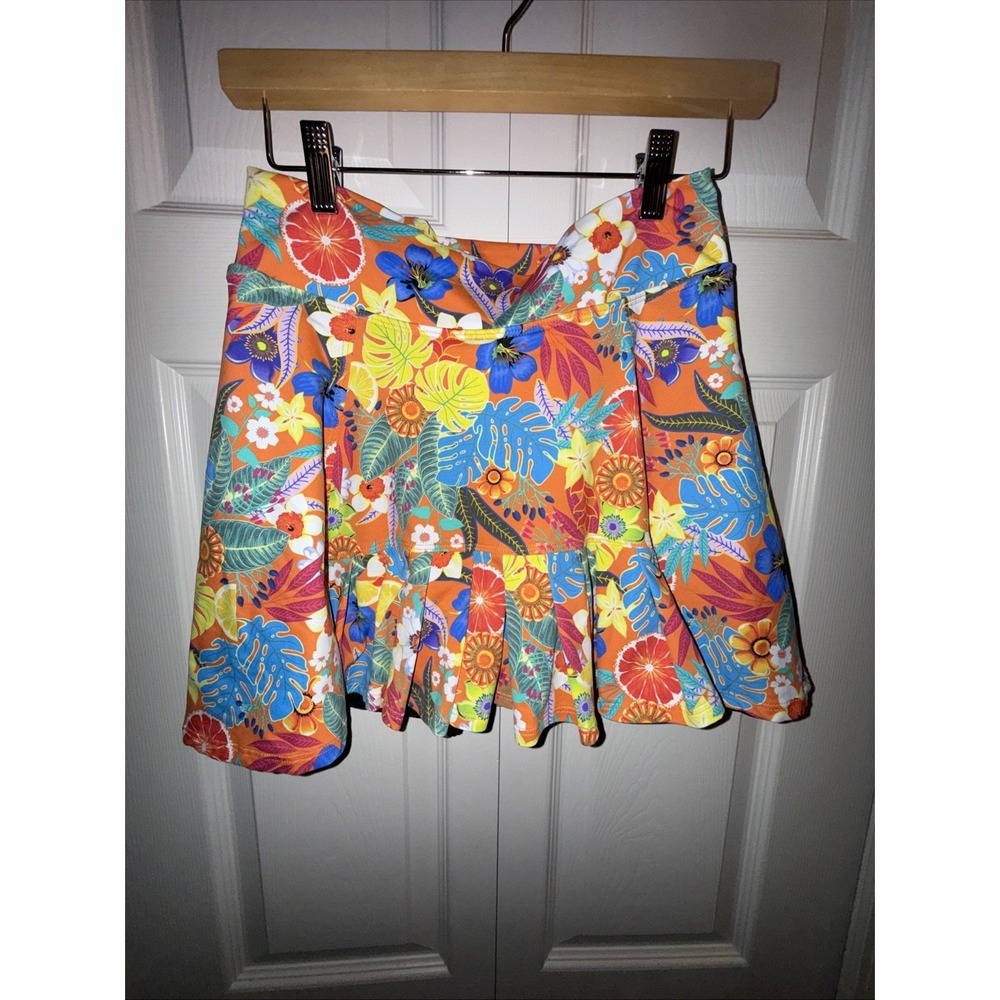 Dona Jo Skirt Skort Colorful Floral Tropical Print Skirt Sz 2 Golf Tennis